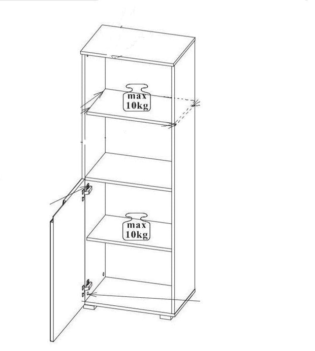 Biblioteca din pal si MDF cu 1 usa Small Gabrielle 10 Alb, l50xA35xH145 cm (7)