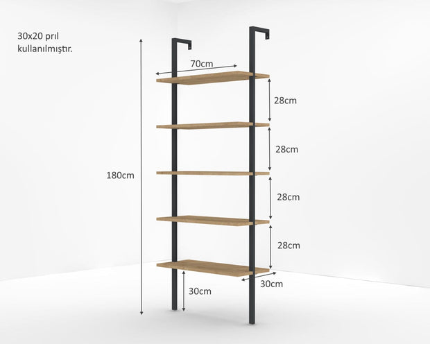 Biblioteca din pal si metal, New Smart Stejar Sapphire, l70xA30xH180 cm (3)