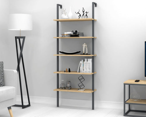 Oyo Biblioteca din pal si metal, New Smart Stejar Sapphire, l70xA30xH180 cm