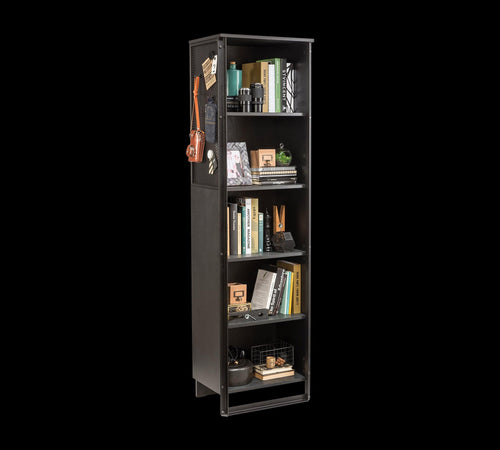 Cilek Biblioteca din pal si metal pentru tineret Dark Metal New Black / Graphite, l53xA35xH180 cm