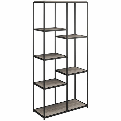 Dorel Home Biblioteca din pal si metal, Quincy Gri / Negru, L86xl36xH180 cm