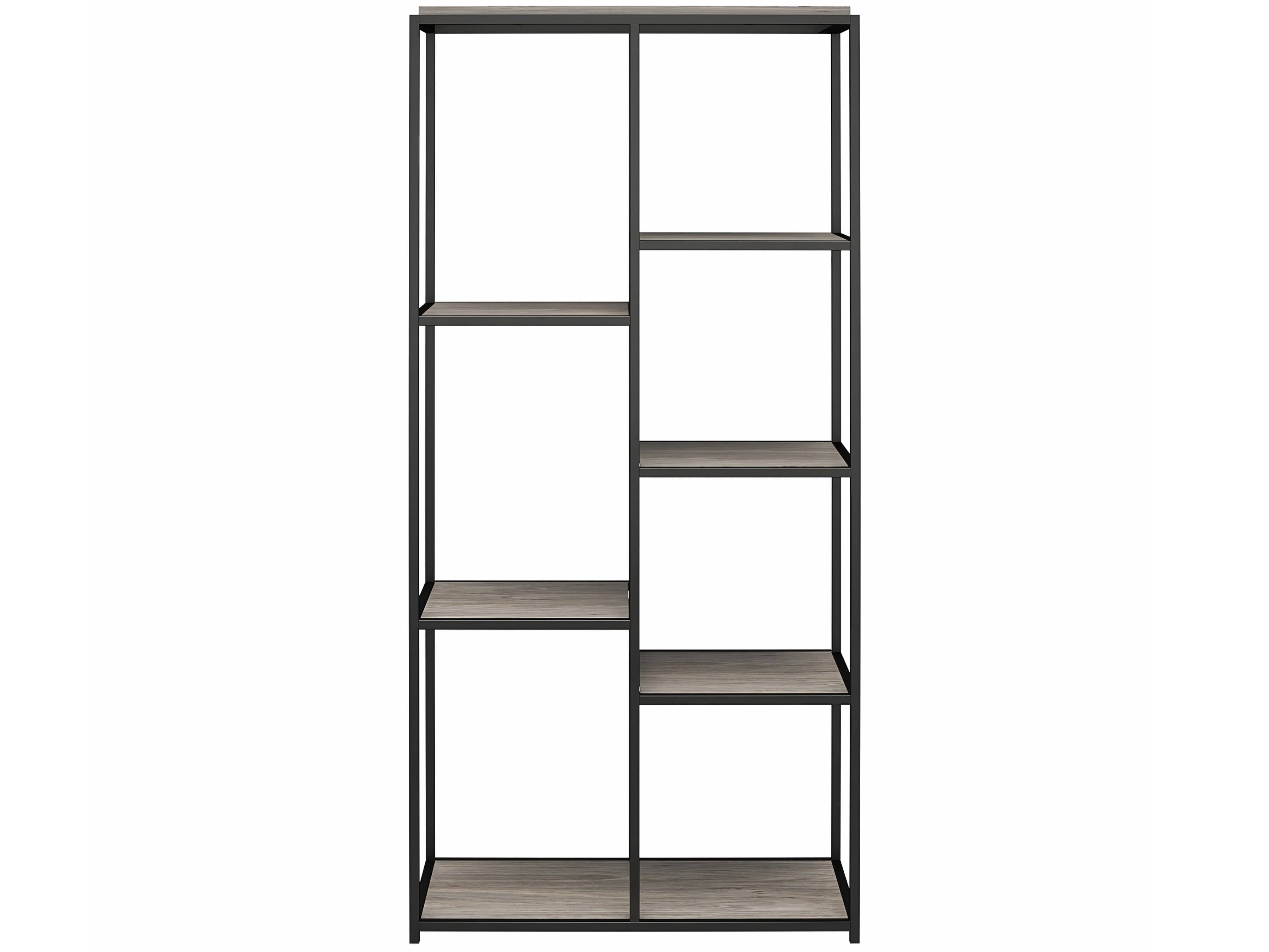 Dorel Home Biblioteca din pal si metal, Quincy Gri / Negru, L86xl36xH180 cm