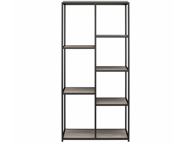 Dorel Home Biblioteca din pal si metal, Quincy Gri / Negru, L86xl36xH180 cm