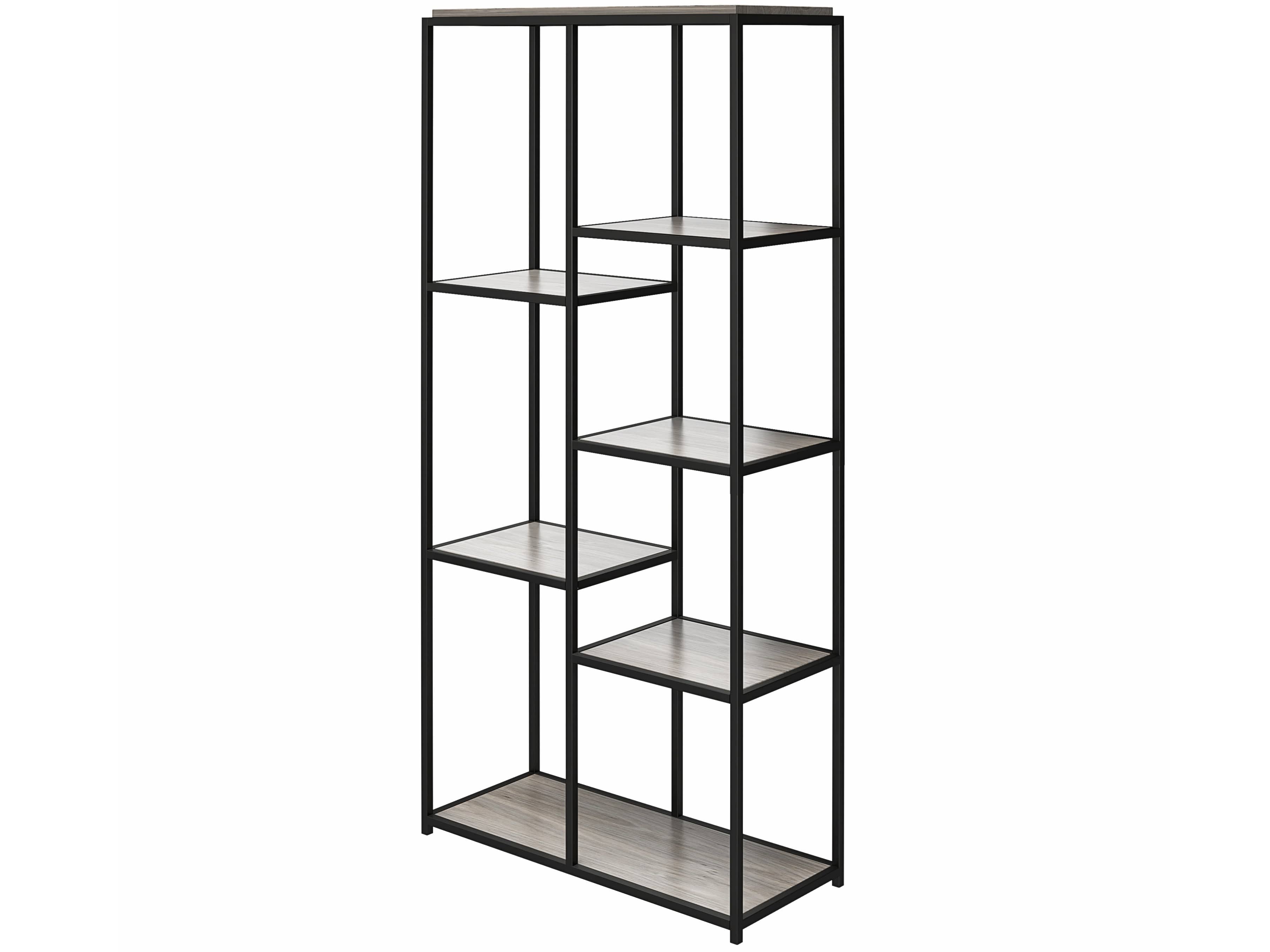 Dorel Home Biblioteca din pal si metal, Quincy Gri / Negru, L86xl36xH180 cm