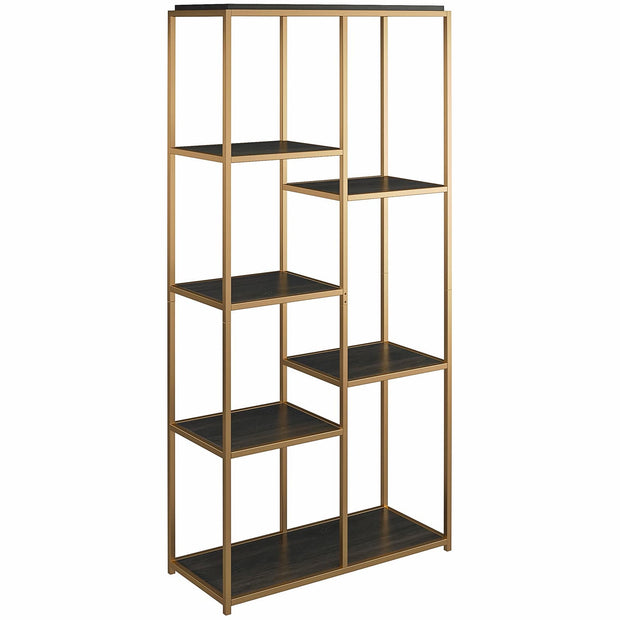 Dorel Home Biblioteca din pal si metal, Quincy Maro / Auriu, L86xl36xH180 cm