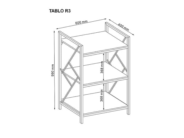 Biblioteca din pal si metal, Tablino R3 Stejar / Maro Inchis, l60xA40xH99 cm (2)