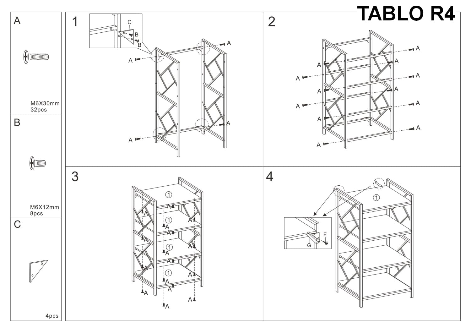 Biblioteca din pal si metal, Tablino R4 Stejar / Maro Inchis, l60xA40xH139,5 cm (4)