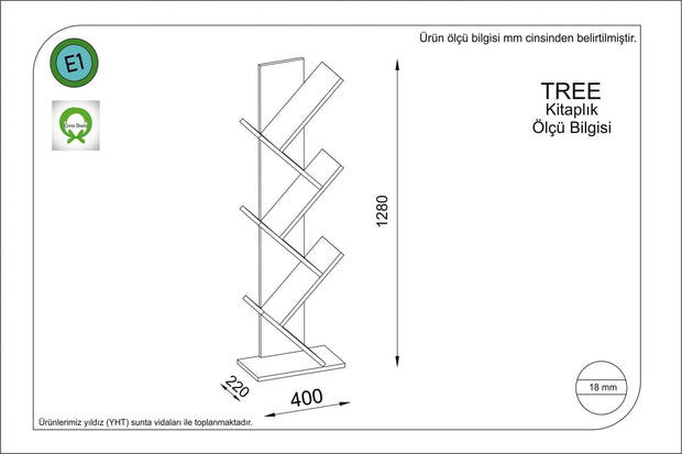 Biblioteca din pal, Tree Rosu, l40xA24xH128 cm - SomProduct Romania