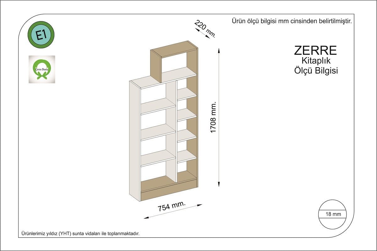 Biblioteca din pal, Zerre Alb, l75,4xA22xH170,8 cm - SomProduct Romania