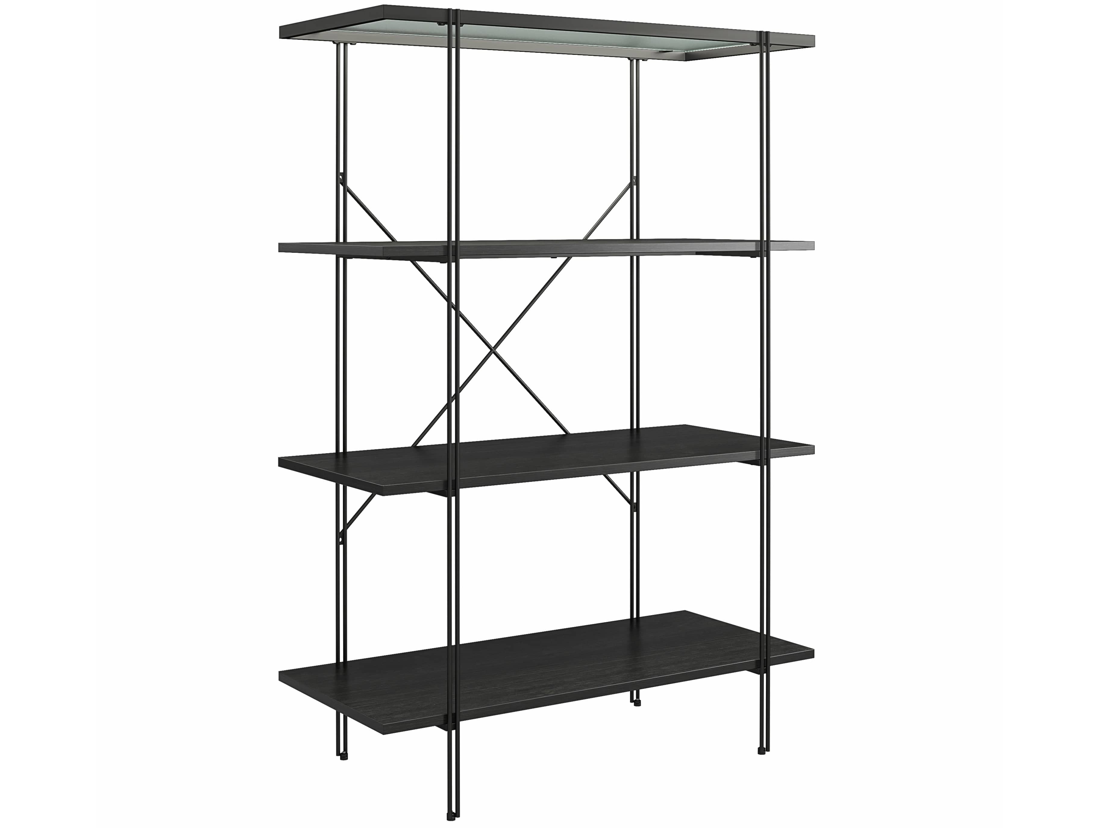 Dorel Home Biblioteca din sticla, pal si metal, Wainwright Negru, L79xl35xH117 cm