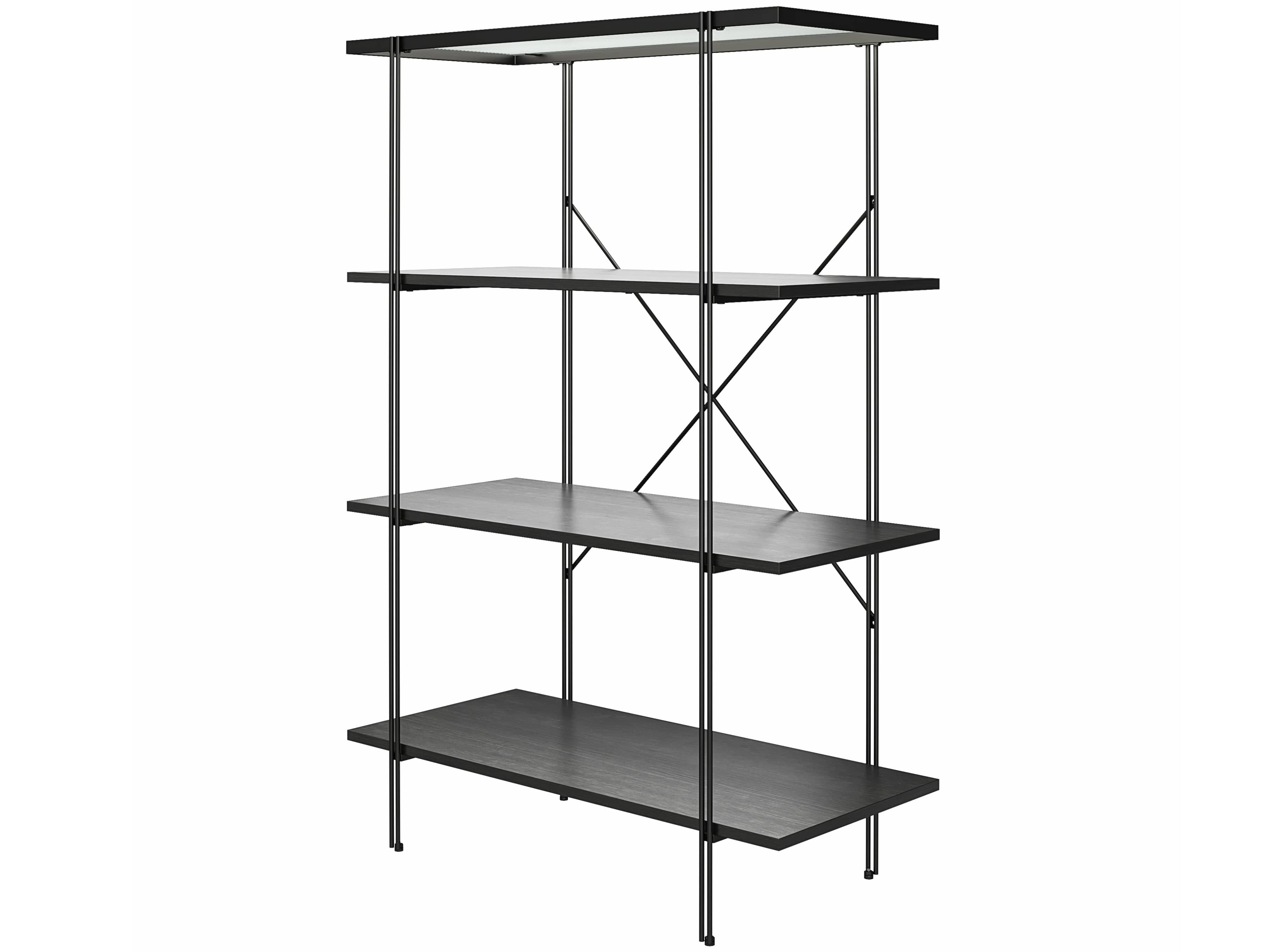 Dorel Home Biblioteca din sticla, pal si metal, Wainwright Negru, L79xl35xH117 cm