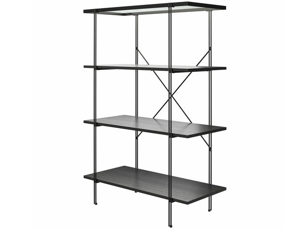 Dorel Home Biblioteca din sticla, pal si metal, Wainwright Negru, L79xl35xH117 cm