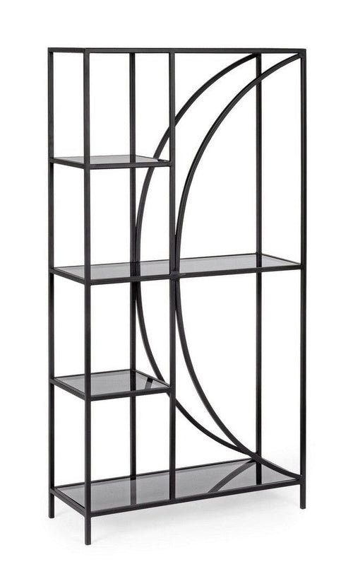 Bizzotto Biblioteca din sticla si metal, Korvet A Small Transparent / Negru, l66xA26xH131 cm