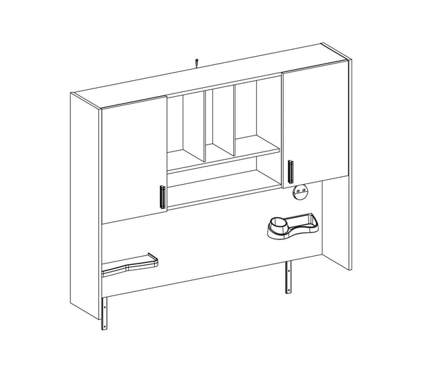 Biblioteca suspendata din pal cu 2 usi pentru tineret White Large, l136xA28xH104 cm (9)