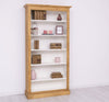 Biblioteca din lemn de brad cu 5 etajere, Pasy PS118 Natural P002 / Ivoir P039, l110xA39xH210 cm