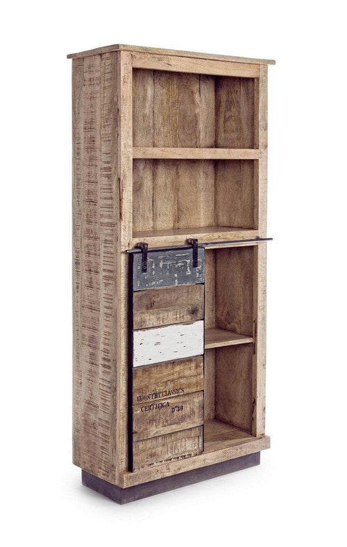 Bizzotto Biblioteca din lemn de mango, cu 1 usa glisanta Tudor Natural, l71xA34xH163 cm