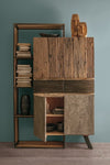 Bizzotto Biblioteca din lemn de mango si metal, cu 2 sertare si 4 usi Manchester Gri / Natural, l118xA38xH180 cm
