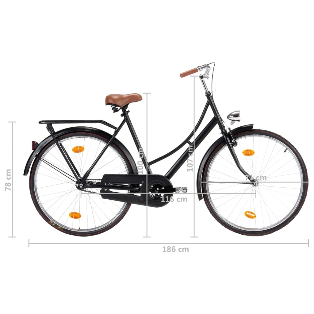 Bicicleta olandeza, cadru metalic, Dutch Bike Negru / Maro (4)