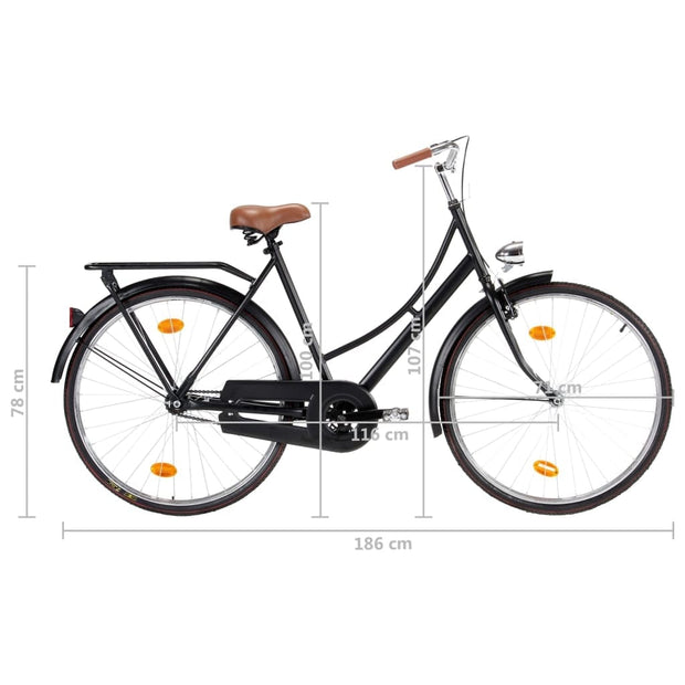 Bicicleta olandeza, cadru metalic, Dutch Bike Negru / Maro (4)