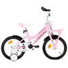 VidaXL Bicicleta pentru copii, cu roti ajutatoare si suport frontal, Kids Roz / Negru