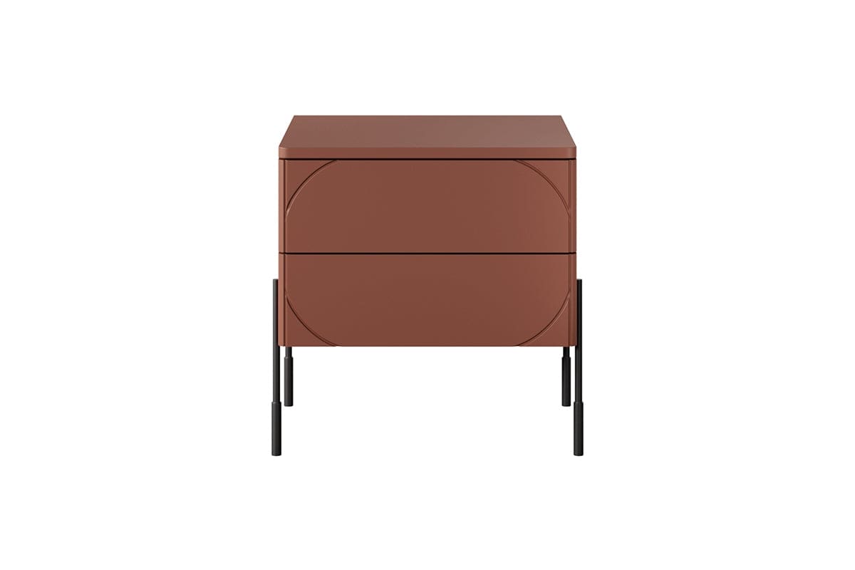 Noptiera din MDF si metal, cu 2 sertare, Sonatia 45-2SZ Burgundy / Negru, l49xA45xH55 cm (4)