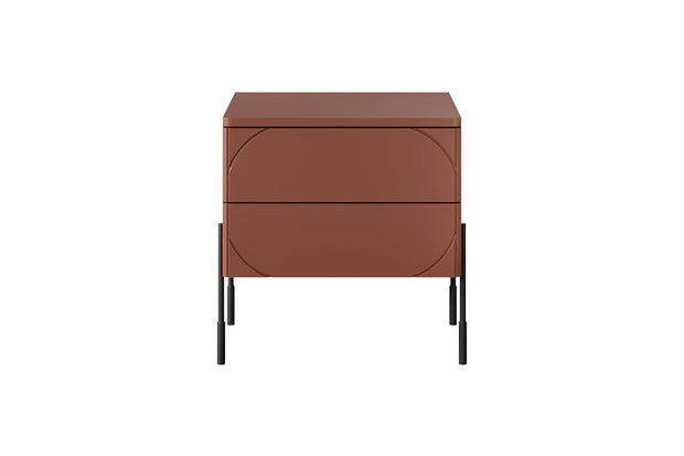 Noptiera din MDF si metal, cu 2 sertare, Sonatia 45-2SZ Burgundy / Negru, l49xA45xH55 cm (4)