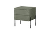 Noptiera din MDF si metal, cu 2 sertare, Sonatia 45-2SZ Verde Olive / Negru, l49xA45xH55 cm