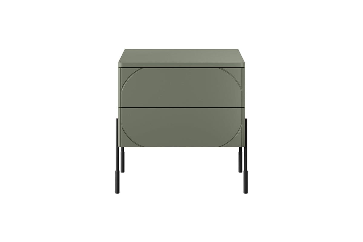 Noptiera din MDF si metal, cu 2 sertare, Sonatia 45-2SZ Verde Olive / Negru, l49xA45xH55 cm (4)