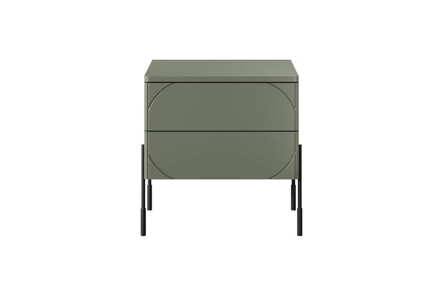 Noptiera din MDF si metal, cu 2 sertare, Sonatia 45-2SZ Verde Olive / Negru, l49xA45xH55 cm (4)