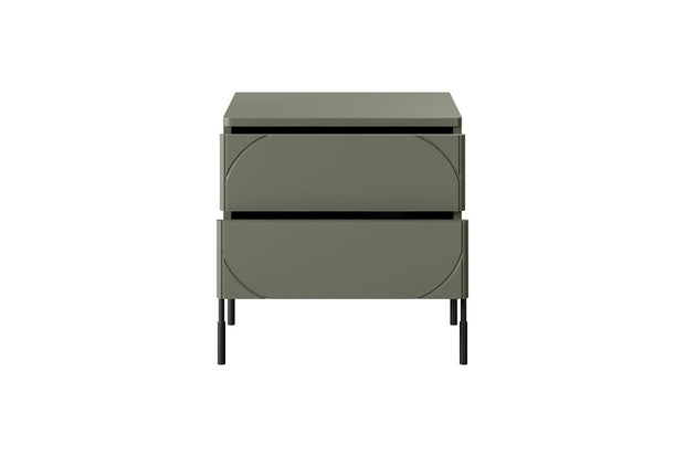 Noptiera din MDF si metal, cu 2 sertare, Sonatia 45-2SZ Verde Olive / Negru, l49xA45xH55 cm (5)