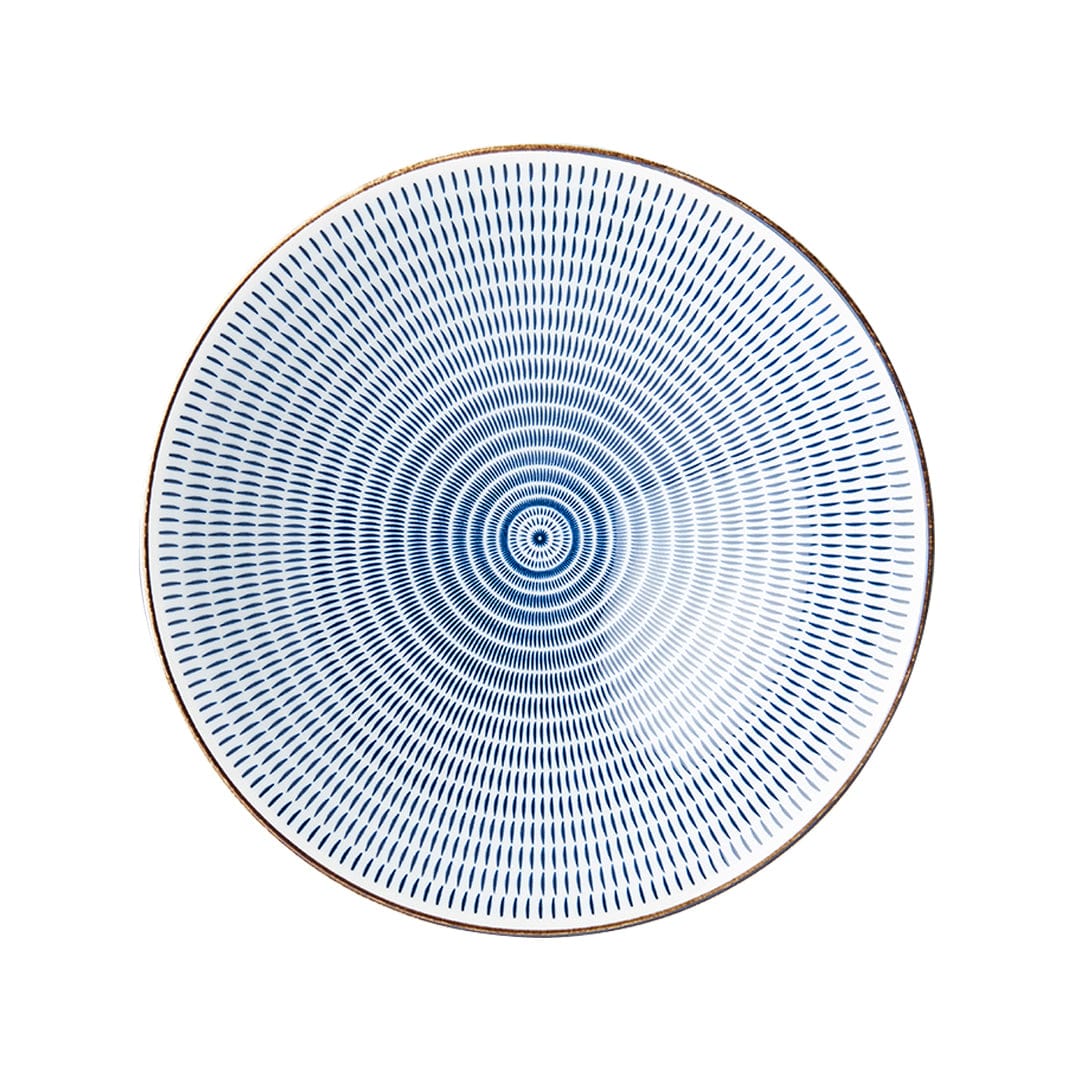 MIJ Europe Bol din ceramica, 900 ml, Ø25xH8 cm, Radiating Lines Albastru