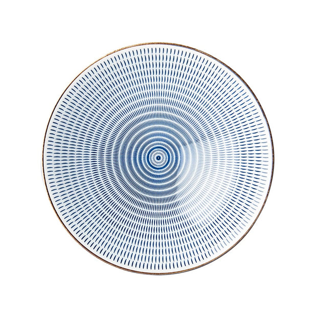 MIJ Europe Bol din ceramica, 900 ml, Ø25xH8 cm, Radiating Lines Albastru