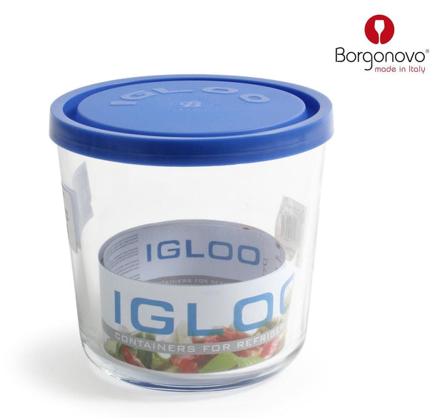 Borcan pentru depozitare din sticla, cu capac, Igloo Albastru / Transparent, 800 ml, Ø12xH11.5 cm