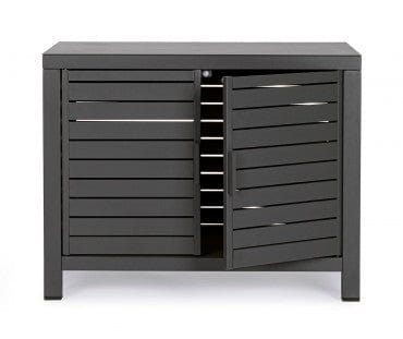 Bizzotto Cabinet de gradina / terasa din aluminiu, cu 2 usi, Atlantic Antracit, l90xA55xH70 cm