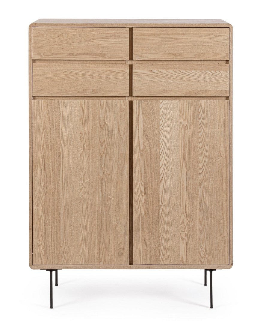 Bizzotto Cabinet din furnir, cu 2 usi, Widald High Natural, l90xA40xH130,5 cm