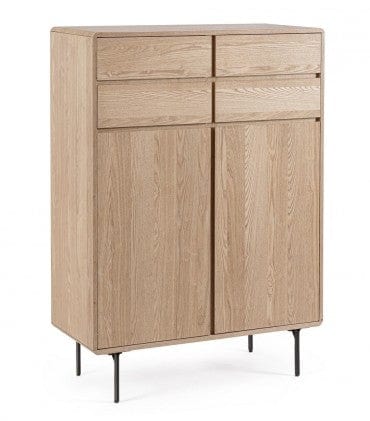 Bizzotto Cabinet din furnir, cu 2 usi, Widald High Natural, l90xA40xH130,5 cm