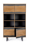 Bizzotto Cabinet din furnir, cu 4 usi, Garwood High Natural / Negru, l90xA42xH150 cm