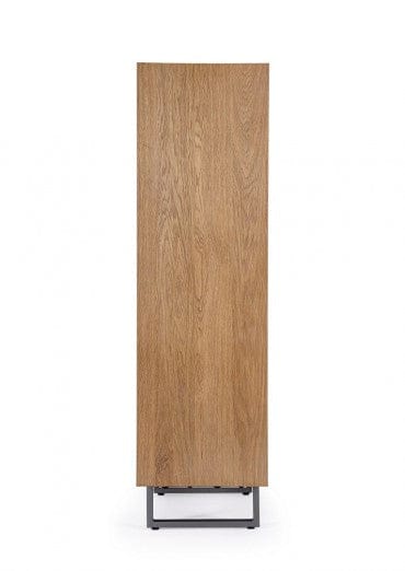 Bizzotto Cabinet din furnir, cu 4 usi, Garwood High Natural / Negru, l90xA42xH150 cm