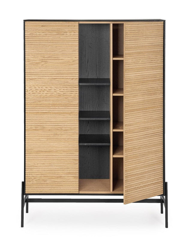 Bizzotto Cabinet din lemn, cu 2 usi, Allycia Negru / Natural, l110xA40xH159 cm