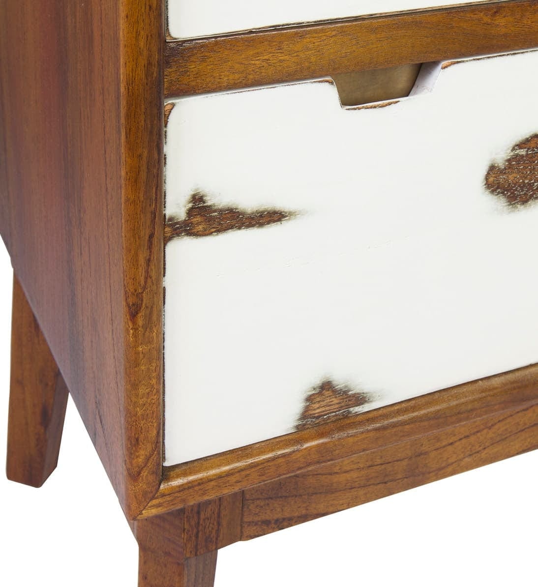 Moycor Cabinet din lemn cu 4 sertare, Nordic Nuc / Alb, l60xA45xH125 cm