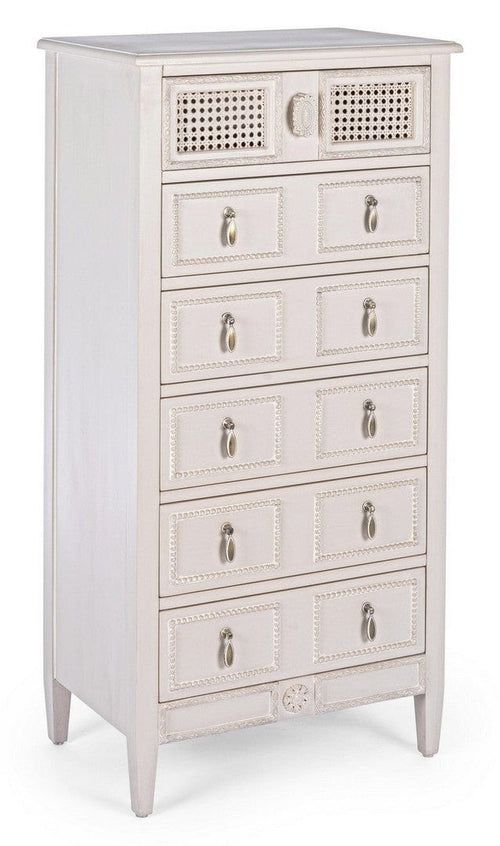 Cabinet din lemn de brad si MDF, cu 6 sertare Eunice Ivoir, l56xA36xH119 cm