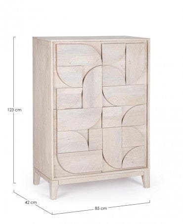 Bizzotto Cabinet din lemn de mango, cu 4 usi, Archita High Natural, l85xA42xH123 cm