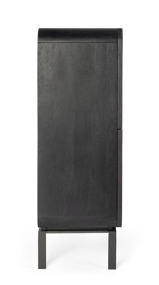 Bizzotto Cabinet din lemn de mango, cu 4 usi, Orissa High Negru, l90xA42xH120 cm