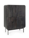 Bizzotto Cabinet din lemn de mango, cu 4 usi, Orissa High Negru, l90xA42xH120 cm