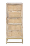 Bizzotto Cabinet din lemn de mango si metal, cu 5 sertare Exor Natural / Auriu, l45xA35xH104 cm