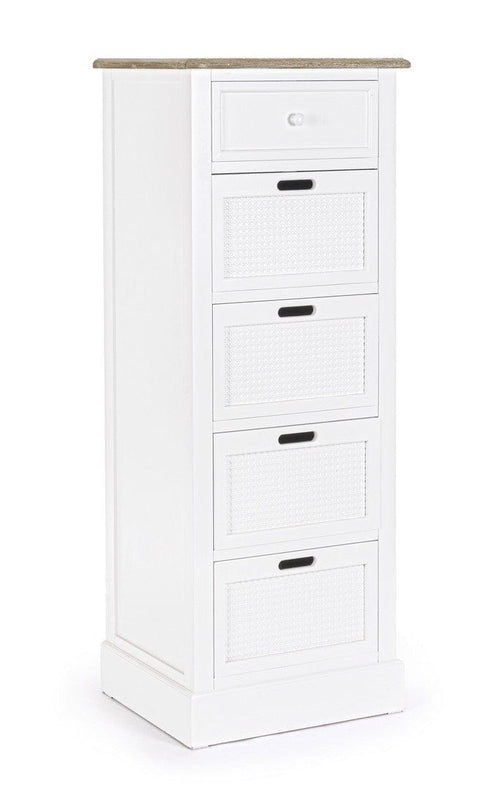 Bizzotto Cabinet din lemn de Paulownia si MDF, cu 4 sertare Dorotea Alb / Natural, l47,5xA40xH128 cm