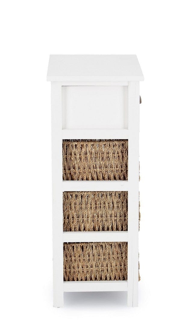 Bizzotto Cabinet din lemn de Paulownia si MDF, cu 4 sertare Sierra Alb / Natural, l40xA29xH73 cm
