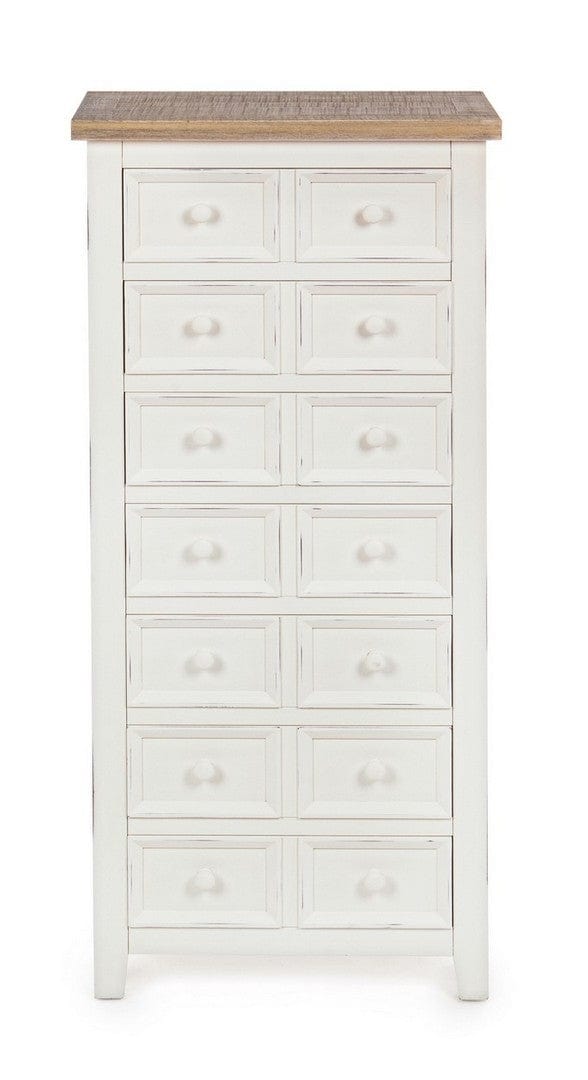 Cabinet din lemn de pin si MDF, cu 7 sertare Elvia Ivoir / Natural, l49xA28xH110 cm (2)