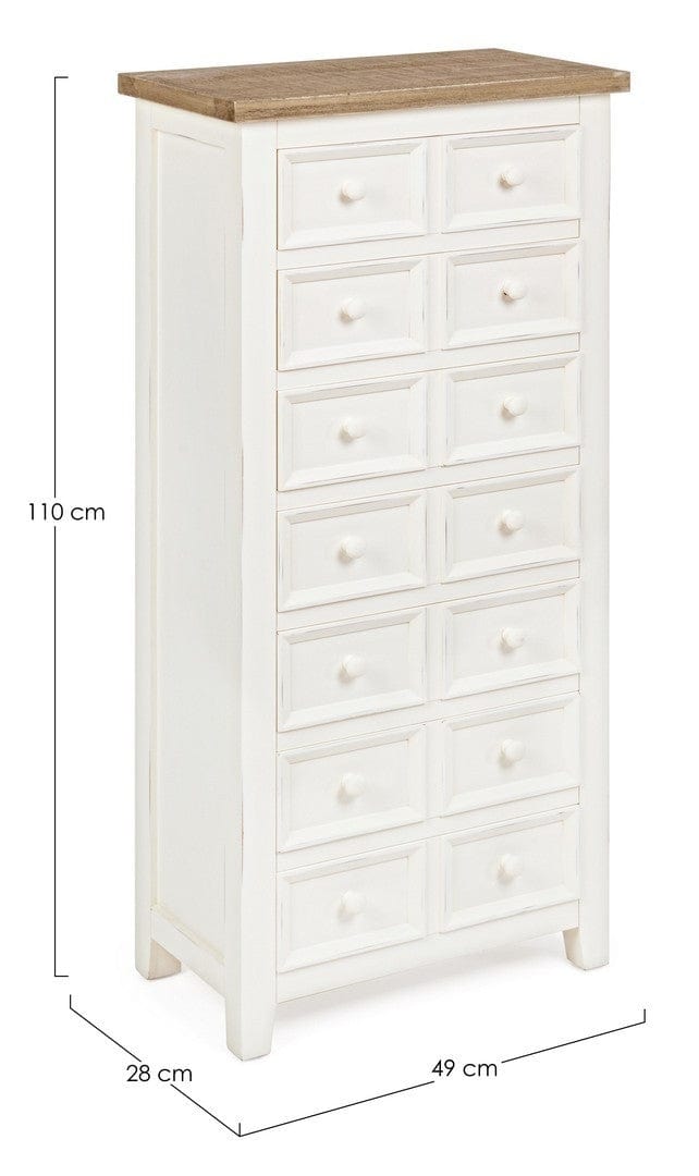 Cabinet din lemn de pin si MDF, cu 7 sertare Elvia Ivoir / Natural, l49xA28xH110 cm (5)