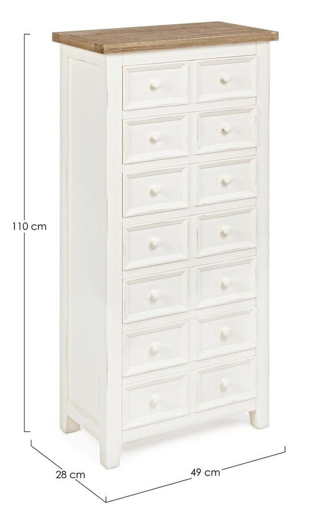 Cabinet din lemn de pin si MDF, cu 7 sertare Elvia Ivoir / Natural, l49xA28xH110 cm (5)